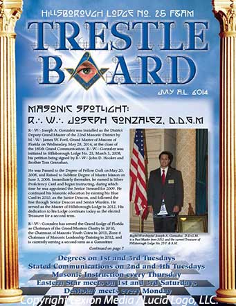 July 2014 Hillsborough Lodge 25 Trestle Board